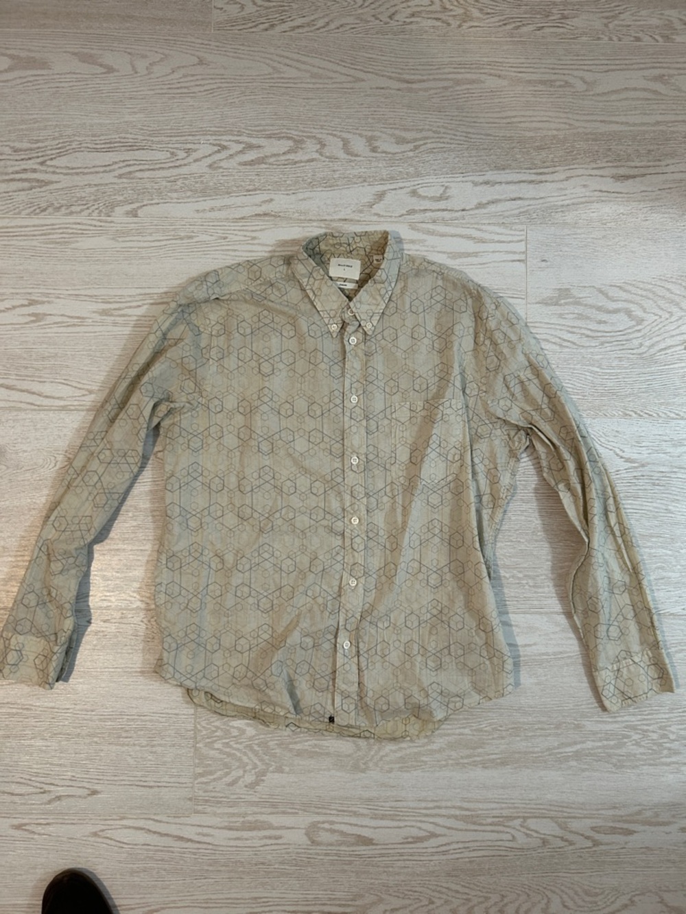 Billy Reid Beige Geometric-Print Button-Down Shirt